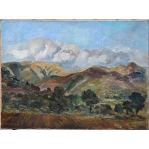 Jean-eugène Bersier "hillless Landscape" Oil On Canvas 33x41